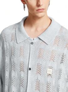 Manfinity VCAY Men Hollow-Out Short Sleeve Knitted Top - Grey - View 5