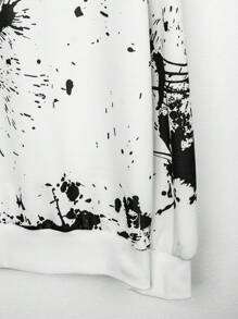 Manfinity EMRG Men's Casual Letter Print Drop Shoulder Pullover Sweatshirt, Fall/Winter - White - View 3