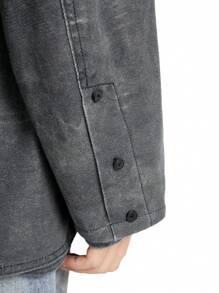 NEON BLANC 男士街头风格水洗棉质宽松西装外套，配有宽松垫肩和印花设计，适合秋冬季