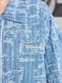 Loose Denim Shirt Jacket For Teen Girl - Light Wash - View 8
