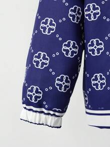 SHEIN Tween Boy Casual Full-Print Hooded Fleece Jacket, Autumn/Winter - Navy Blue - View 4