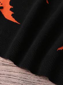 SHEIN Clasi 加大码万圣节蝙蝠图案保暖圆领毛衣，适合派对、家居服和秋冬季外出 - 彩色 - 查看 8