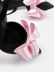 CUCCOO CHICEST Women's Pointed Toe Back Strap Bow High Heel Pumps For Summer Graduation Heels Prom Heels Vacation Shoes Summer Elegant Heels Party Spring Shoes Spring Break Easter For Christmas Elegant Shoes - Black - View 4