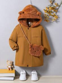 Young Boy Cute Teddy Bear Windproof Padded Coat, Suitable For 4-7 Years Old Boys In Winter, Autumn And Spring Seasons. This Padded Coat Features A Cute Teddy Bear Backpack Design, Adding A Playful Touch. It Not Only Provides Wind Protection And Warmth, But Also Showcases The Boy's Adorable And Lively Side. Designed For The Warmth Of Winter, It Offers A Cozy And Comfortable Wearing Experience For The Child. Whether For Outdoor Activities Or Daily Wear, It Allows The Boy To Enjoy The Carefree Time Of Autumn, Winter And Spring Seasons. Let Your Little Boy Go Out In This Adorable Brown Teddy Bear Windproof Padded Coat In The Cold Winters, Autumns And Springs, Displaying A And Playful Style, Staying Warm And Comfortable, While Also Having A Fashionable Personalized, Shining Uniquely!