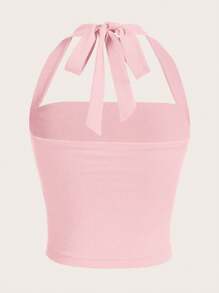SHEIN EZwear 大码休闲纯粉色针织修身吊带背心，适合夏季穿着 - 粉色 - 查看 3