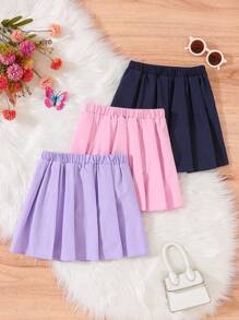 3 sztuki/zestaw dziewczęca plisowana spódnica w serduszka na letnią imprezę - Wielokolorowe - Zobacz 2