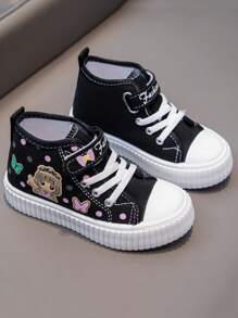 Kids Hook And Loop Strap Casual Sports Flat Sneakers - Black - View 4