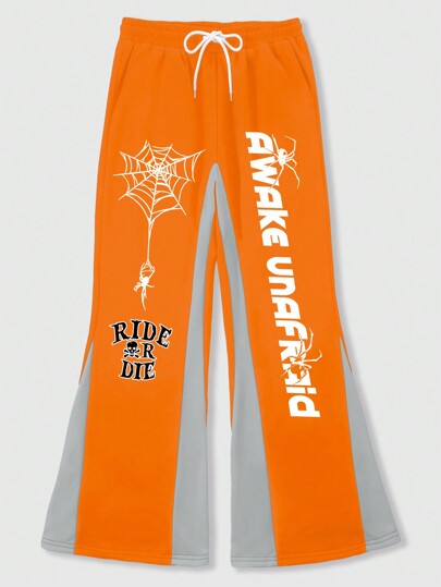 Street Life Pantaloni della tuta a zampa con grafica a blocchi di colore e lettera per Ognissanti per uomo