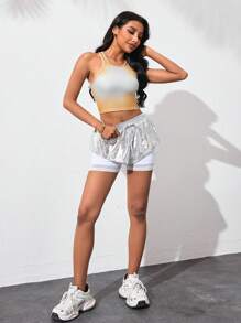 SHEIN 女士渐变色无袖运动背心 - 黃色 - 查看 4