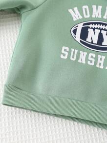 Cozy Pixies 2pcs Baby Boy Letter Print Crew Neck Sweatshirt And Elastic Waist Jogger Pants Set