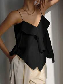 DAZY Leichtes, sommerliches Kleid mit gerüschten Trägern in Unifarbe