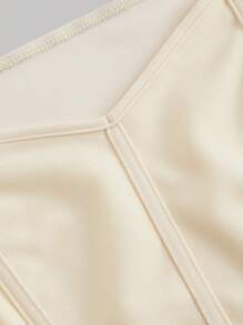 SHEIN MOD 心形领灯笼袖短款衬衫，透明 - 杏色 - 查看 3