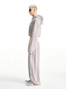 Manfinity VCAY Men's Street Style Snow Flake Knitted Loose Wide-Leg Baggy Sweatpants, Suitable For Fall & Winter