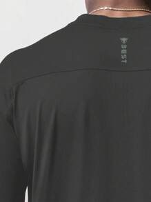 Gym Rark 男友风格男士字母印花运动针织 T 恤运动上衣基本款 T 恤、健身房、全息、压缩、纯色运动上衣透气 - 黑色 - 查看 3