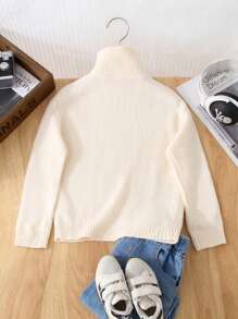 LMoss Kids LMoss 1 件装年轻男孩休闲宽松领口半拉链运动衫，适合学校、花园、海滩、生日、婴儿洗礼派对、秋冬季