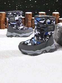 Boys' Comfort & Fashionable High-Top Warm Leather Snow Boots For Winter - Nhiều màu - Xem 6