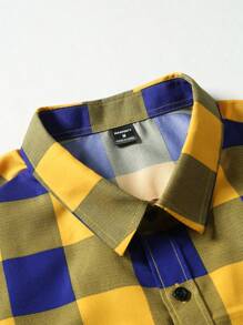 Manfinity Homme Men's Plaid Print Short Sleeve Shirt - Multicolor - View 5