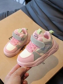 Giày thể thao cổ cao mới cho trẻ em mùa thu, giày bóng rổ vải bạt cho bé trai và bé gái, mềm và nhẹ, giày đi học đế dày - Hồng - Xem 4