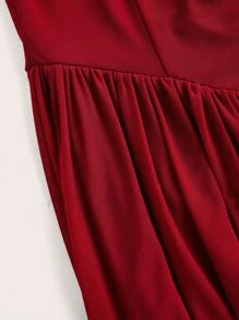 Modelyn Burgundy Red Cut Out Front Flounce Sleeve Dress For Dinner Party - Burgundy - View 3
