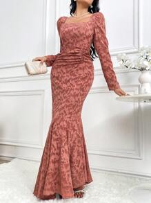 Modelyn Women's Spring And Autumn Elegant Cut-Out Puff Sleeve Dress - Pink - View 2