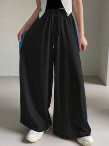 FRIFUL Women Casual Loose Fit Color Block Wide Leg Pants