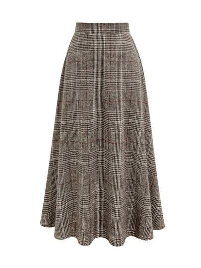 Women's Plaid Print Zipper Closure Vintage A-Line Skirt