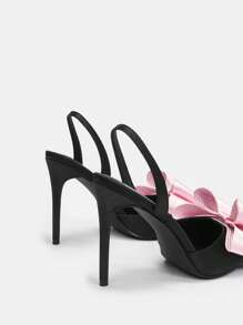 CUCCOO CHICEST Women's Pointed Toe Back Strap Bow High Heel Pumps For Summer Graduation Heels Prom Heels Vacation Shoes Summer Elegant Heels Party Spring Shoes Spring Break Easter For Christmas Elegant Shoes - Black - View 10