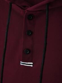 Manfinity Homme 男式抽绳无袖连帽休闲背心 - 酒紅色 - 查看 4