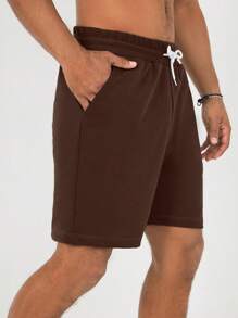 RueChic Men's Coconut Tree Printed Drawstring Waist Shorts - Brown - View 4