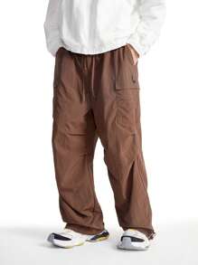 Manfinity VCAY Men Baggy Multi-Pocket Drawstring Waist Cargo Pants With Ankle Drawcord - Brown - View 7