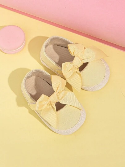 Spring/Autumn Bow Decor Classic Princess Shoes For Infant Girls 0-1 Years Old, Comfortable Soft Non-Slip Flat Shoes