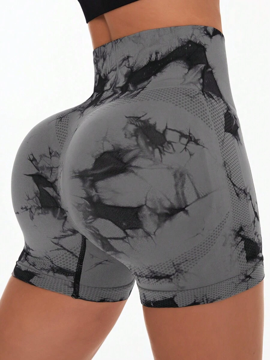 Slayform Slayform High Waist Seamless Tie-Dye Sports ShortsWomen Sweat Short, Gym Short, Biker Short - Multicolor - View 1