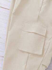 Teen Boys' Casual Solid Color Drawstring Waist Cargo Pants