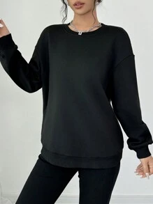 Chiquease Sudadera casual de cuello redondo de manga larga con estampado de corazón de esqueleto simple para uso diario, tipo pullover para otoño - Negro - Ver 6