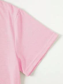 INAWLY Women's Cartoon Character Print Crew Neck Short Sleeve T-Shirt Graphic Tees Women Tops - Pink - View 4