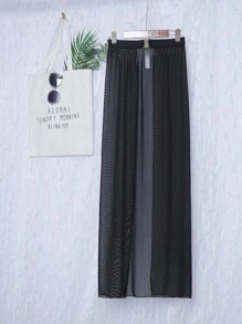 SHEIN Swim Summer Beach Buckle Belted Sheer Cover Up - Black - View 4