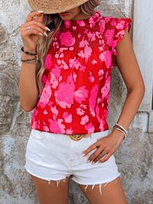 Breezaya 女士休闲荷叶边印花衬衫