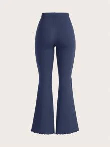 SHEIN MOD 女式柔软褶边弹力喇叭裤