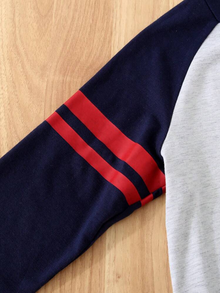 3 piezas Camisetas informales de cuello redondo de ajuste holgado y multicolor para niños pequeños, adecuadas para volver al colegio, atuendos de otoño - Multicolor - Añade 4