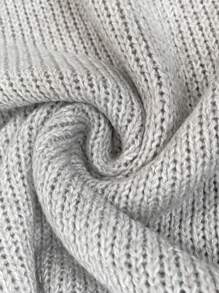 Flirla Plus Size Women V-Neck Tie-Front Drop Shoulder Long Sleeve Casual Knit Pullover Sweater Knit Pullover Fall Winter - Light Grey - View 6
