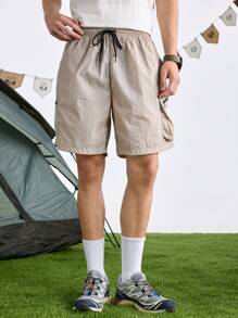 In My Nature Men's Drawstring Waist Zipper Pocket Loose Fit Shorts School - Grey - View 8