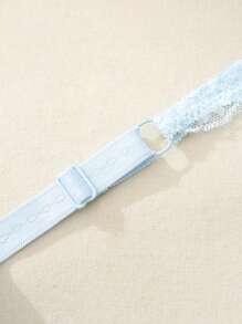 Women's Solid Single-Layer Lace Bra Lingerie - Baby Blue - View 3