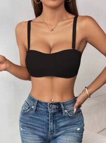 3PCS Wireless Padded Push Up Half Bra Bandeau Bralette With Adjustable Strap - Multicolor - View 6