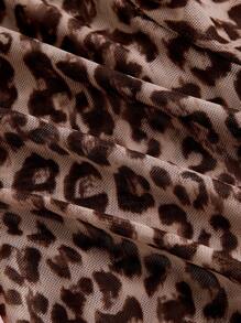 SHEIN MOD Plus Size Leopard Print Short Pink Cardigan - Multicolor - View 3