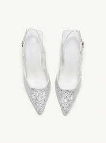 CUCCOO CHICEST Zapatos de mujer de moda con tira de cristal en el talón, zapatos de tacón alto para el trabajo, citas, fiestas, bodas, vacaciones, Navidad, Año Nuevo, Día de San Valentín - Blanco - Ver 7
