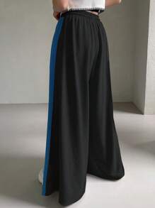 FRIFUL Women Casual Loose Fit Color Block Wide Leg Pants