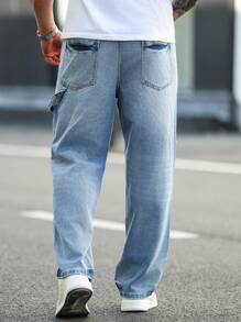 Manfinity LEGND Plus Size Men's Fashion Distressed Denim Jeans - Blue - View 2