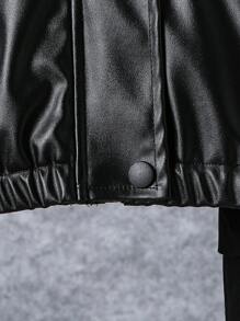 2pcs Baby Girls Simple Solid Color Daily Jacket And Pants Set - Black - View 4