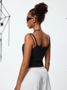 SHEIN Coolane Y2K Knitted Star Shaped Patchwork Women's Knit Top For Halloween