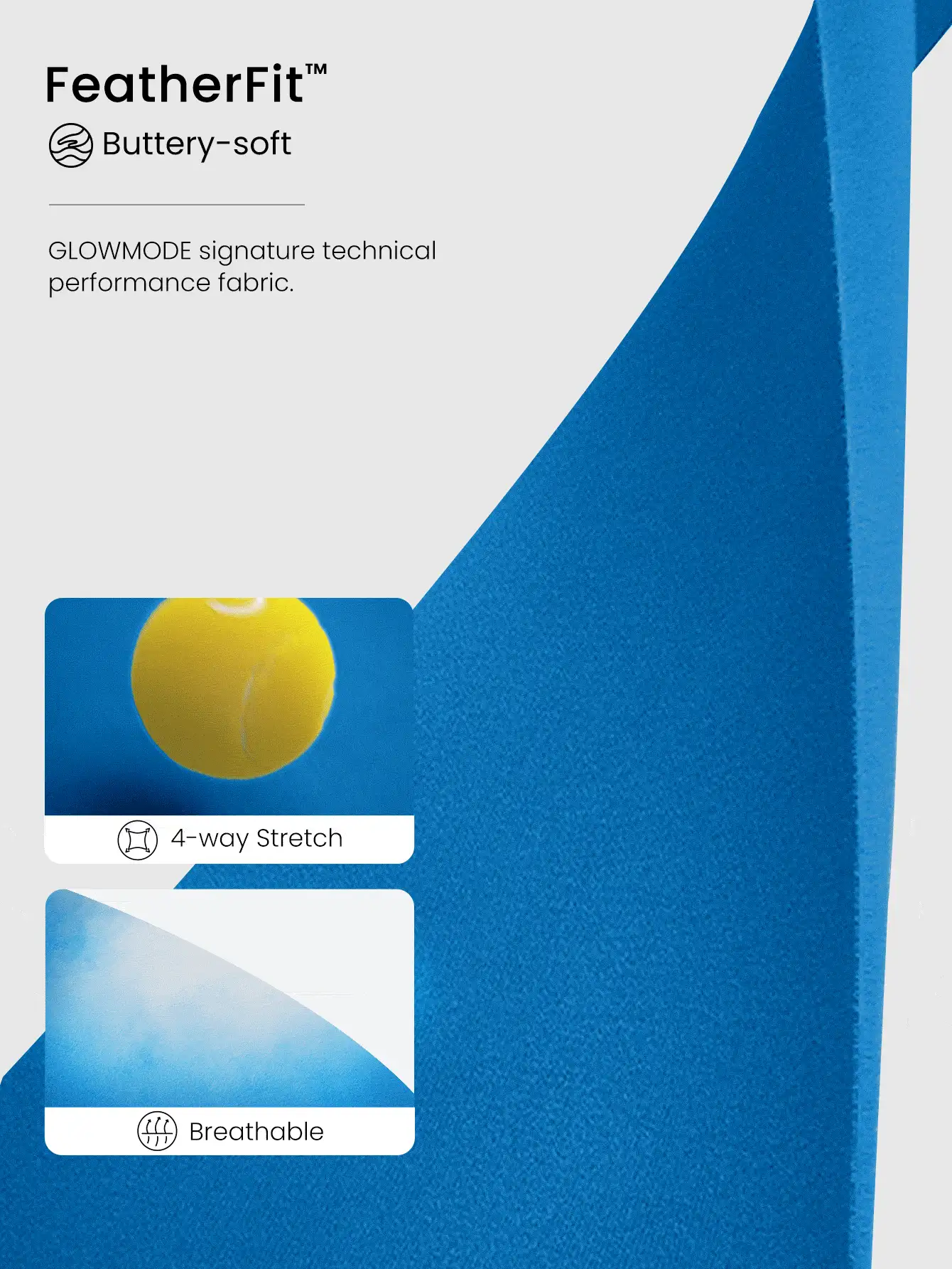 GLOWMODE FeatherFit™ Just Do U-Back 短袖割裂裾短款背心，低衝擊瑜珈日常穿著 - Blue Power - 查看 5